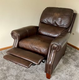 Leather Recliner With Nailhead Trim Accents