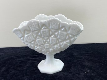 White Milkglass Fan Shaped Vase