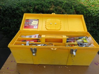 Yellow Tool Box Filled With Hand Tools