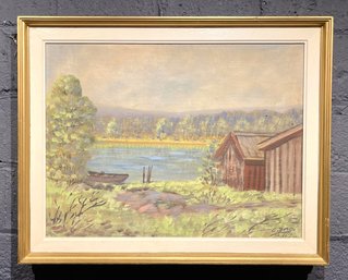 Vintage Swedish Countryside Oil Painting Signed C Borg