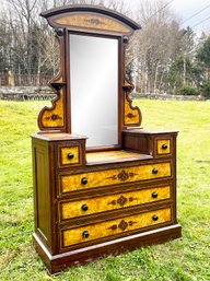 A Remarkable Faux Grained Wash Stand With Mirror