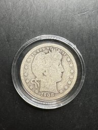 1908 Barber Silver Quarter