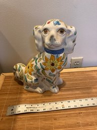 Hand Painted Ceramic Dog Statue Very Colorful