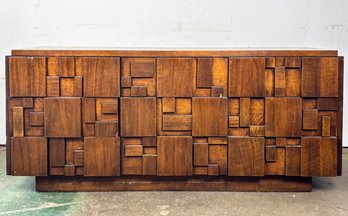 A Vintage Mid Century Brutalist Walnut Dresser, 'Staccato' By Lane Furniture, C. 1970'S