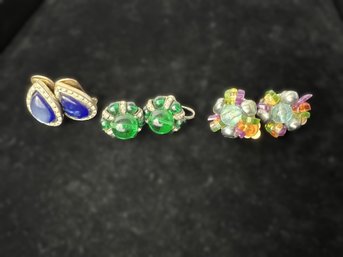 Trio Of Vintage Earrings Clip-on & Screw-back