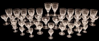 Set Of 42 Antique Fine Regal By Royal Leerdam, Netherland Crystal Barware