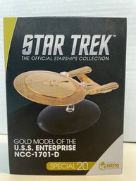 Eaglemoss, LTD Star Trek  Gold Model Of The U.S.S Enterprise NCC-1701-D  Model. (#10)