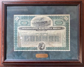 Original 1926 JP Morgan - International Mercantile Marine Stock Certificate