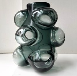 A Cumulo Barrel Vase In Grey By Siemon & Salazar