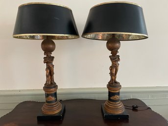 Pair Of Vintage  France Table Lamp. Napoleon Isle D'elbe . 25' Tall