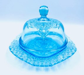 Antique Queen Colonial Blue Butter Dish By Mosser (ohio)