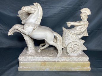 Signed A. Giannelli 1970 Sculpture Gladiator Chariot Horses Ram