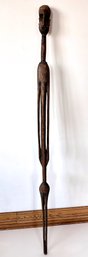 Vintage African Makonde Carved Wood Staff From Tanzania