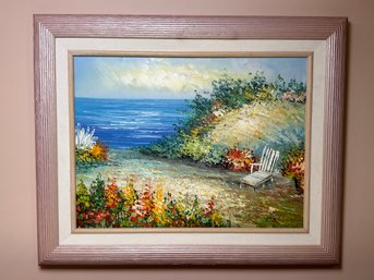 Beautiful Signed Ocean Scene Oil Painting