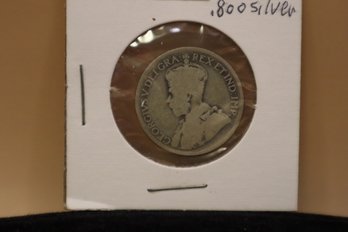 800 Silver Canadian King George V 25 Cent Coin