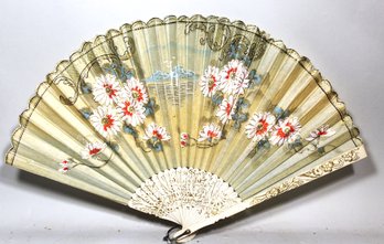 1920s Ladies Advertising Fan The Colonial Hotel Boston Japanese Style Paper & Wood