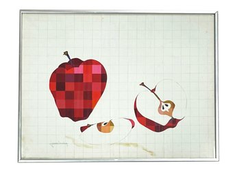 A Vintage Mixed Media On Paper, 'Apple Study,' Joan Luby (American, 1934-2015)