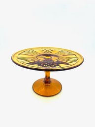 Vintage Amber Pedestal Cake Stand By Indiana Glass