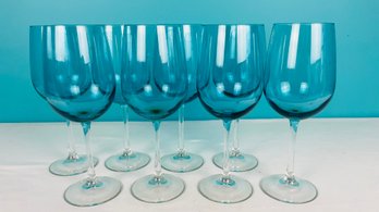 Beautiful Blue Wine Glasses - Set Of 8