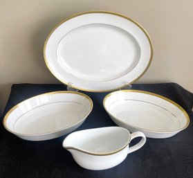 Charter Club Grand Buffet Gold- Serving Plate, Two Vegetable Bowls And Gravy Boat