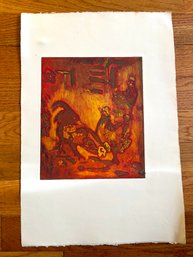 Mid Century  Rooster Litho