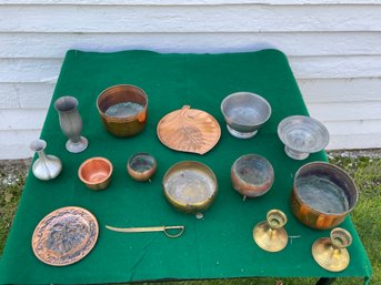 Lot Of Brass, Pewter, And Copper Objects