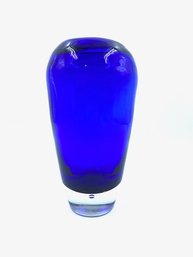 Unique Cobalt Blue Vase W/ Clear Base