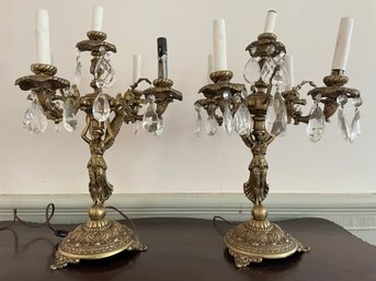 Pair Of Vintage Figural Brass Floor Lamps.