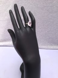 Ladies 10K White Gold Set With 10mx12m Pink Kunzite Stone Size 8 #5