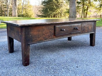 A Late 18th - Early 19th Century Mahogany Farm Table Shortened To Be Modern Coffee Table