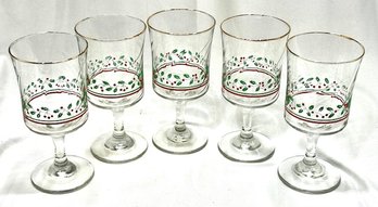 Vintage 1987 Arby's Christmas Holly Berry Stemware By Libbey