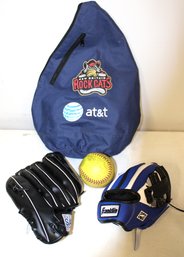 2 Baseball Gloves One Ball And Bag