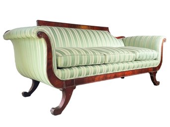 A Magnificent Vintage Duncan Phyfe Sofa In Satin Stripe