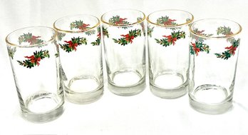 Holly Boughs W/ Red Bow Tumblers By Libbey