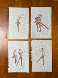 Set Of 4 Vintage Ballet Pas De Deux, 5th Position,  Prints Signed Vincent