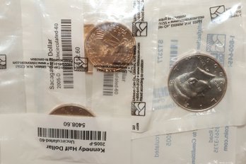 Uncirculated Kennedy Half Dollar And Sacagawea Dollars - Littleton Coin Co. Packaging Sealed