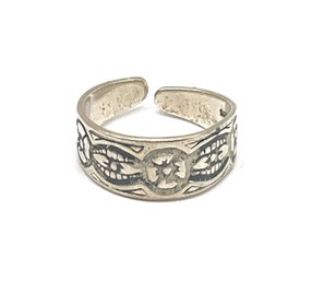 Vintage Sterling Silver Engraved Cuff Ring, Size 3.5