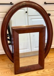 Pair Of Heavy Wood Framed Mirrors