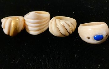 4 Vintage Ivory Rings Purchased While On Holiday In Africa In 1969 Prior To The Ban