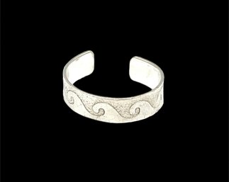 Vintage Sterling Silver Waves Ring Cuff, Size 5