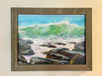 Christina Tugeau (American, 20th Century) Framed Seaside Oil Painting, Signed