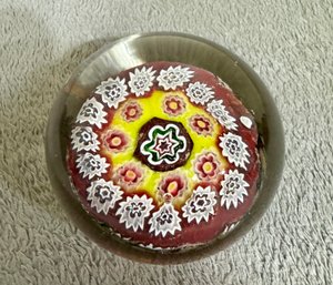 Floral Hand Blown Glass Paperweight