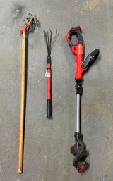 Craftsman Weed Wacker, Carbon Garden Rake & Garden Weasel. LP/CV2