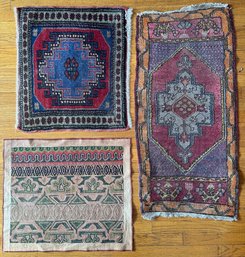 2 Small Vintage Area Rugs & Wall Tapestry