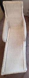 Vintage White Wicker Chaise Lounge Chair