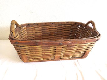 Large Rectangle Split Wood Basket With Handles