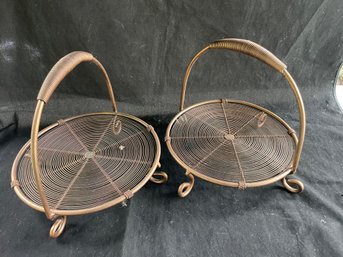 Pair Of Footed Wire Cake Stands With Wire Top