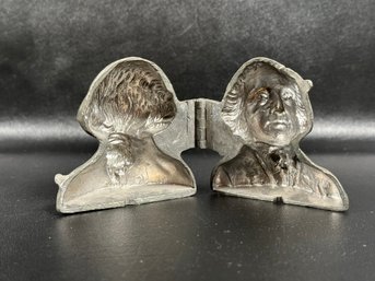 A Vintage Hinged Mold In Silver-toned Metal, George Washington Bust