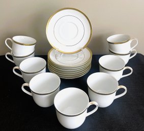 Charter Club Grand Buffet Gold Cups And Saucers- Nine Cups And Eight Saucers With One Being Platinum