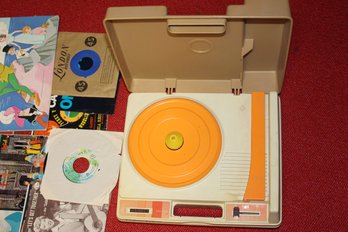 Mid Century Disney And Other Records Plus Fisher Price Record Player